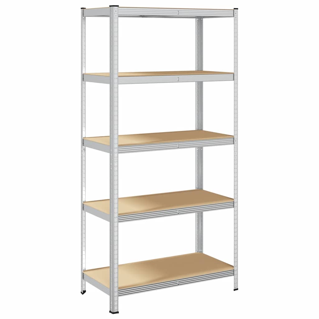 Vidaxl étagère de rangement 5 couches d'acier et bois traité, couleur argent
