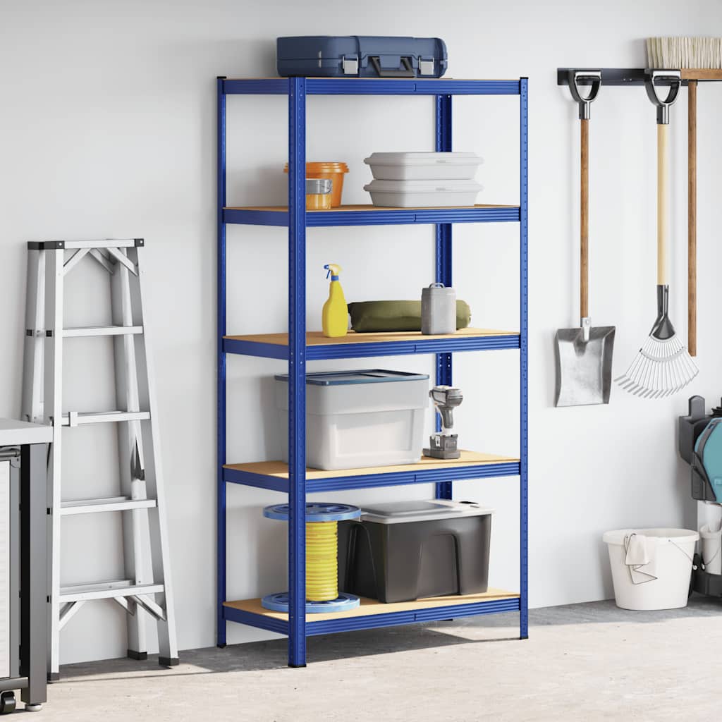 Vidaxl étagère de rangement 5 couches en acier traité bois bleu