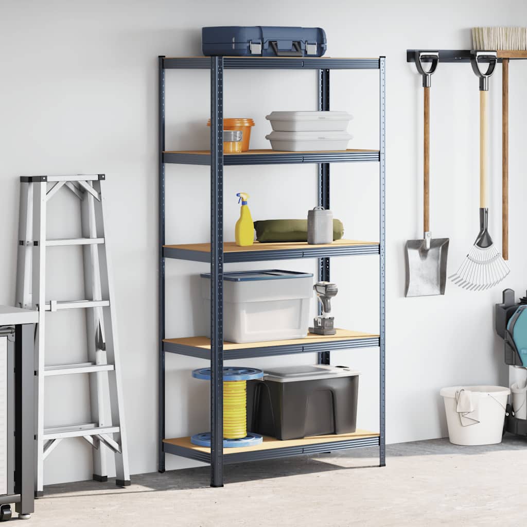 Vidaxl étagère de rangement acier 5 couches, bois traité, anthracite