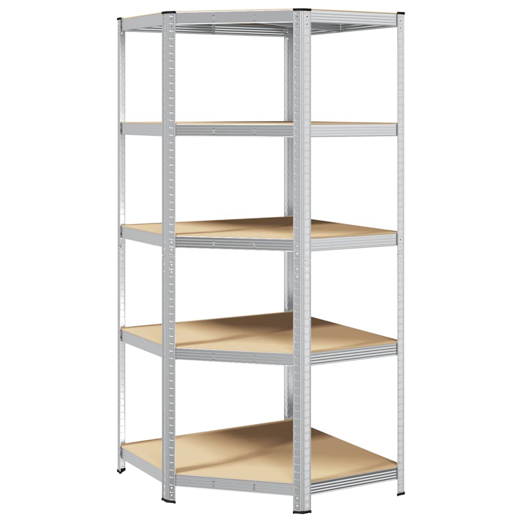 Vidaxx étagère d'angle 5 couches d'acier et bois traité, couleur argent
