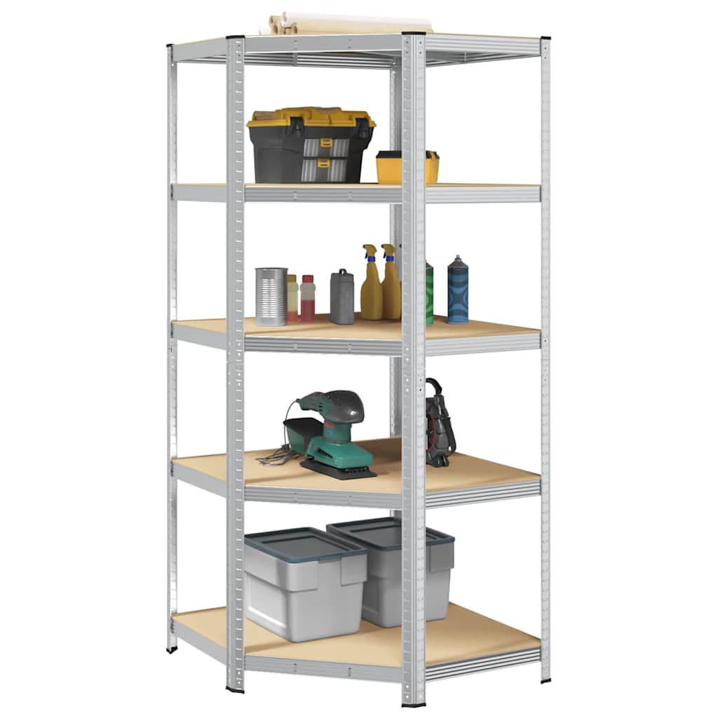 Vidaxx étagère d'angle 5 couches d'acier et bois traité, couleur argent
