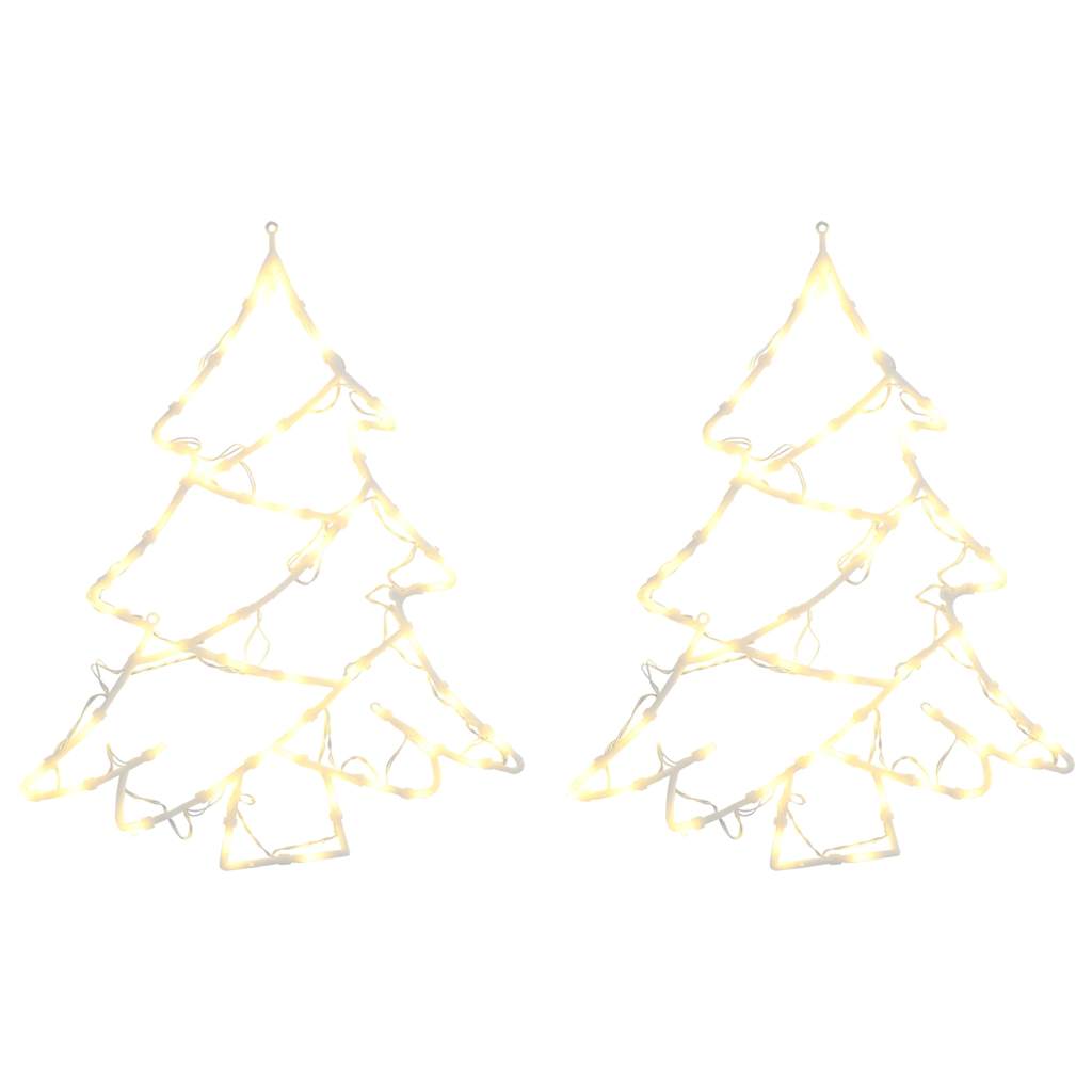 VidaXL lumières de Noël silhouette d'arbre de Noël 2 pcs 50 LED blanc chaud