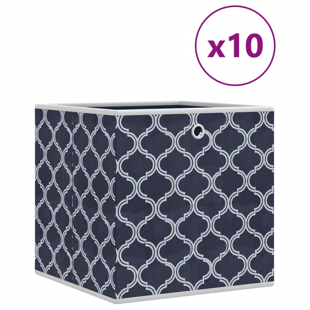 Vidaxx boîtes de rangement 10 pcs pliables 32x32x32 cm en tissu non tissé bleu