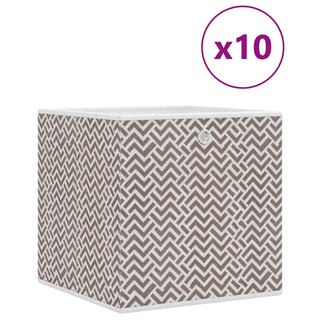 Vidaxx boîtes de rangement 10 pcs pliables 32x32x32 cm en tissu non tissé marron