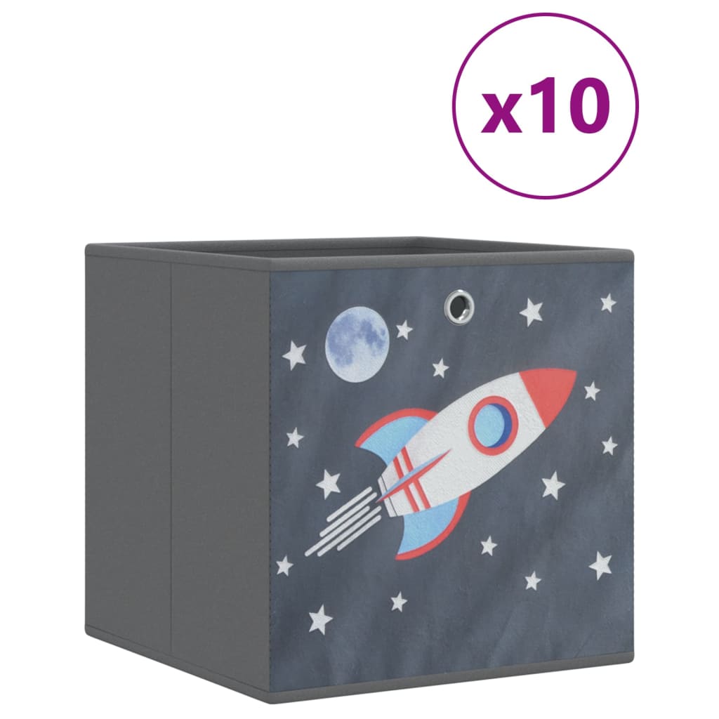 Vidaxx boîtes de rangement 10 pcs pliables 32x32x32 cm en tissu non tissé gris