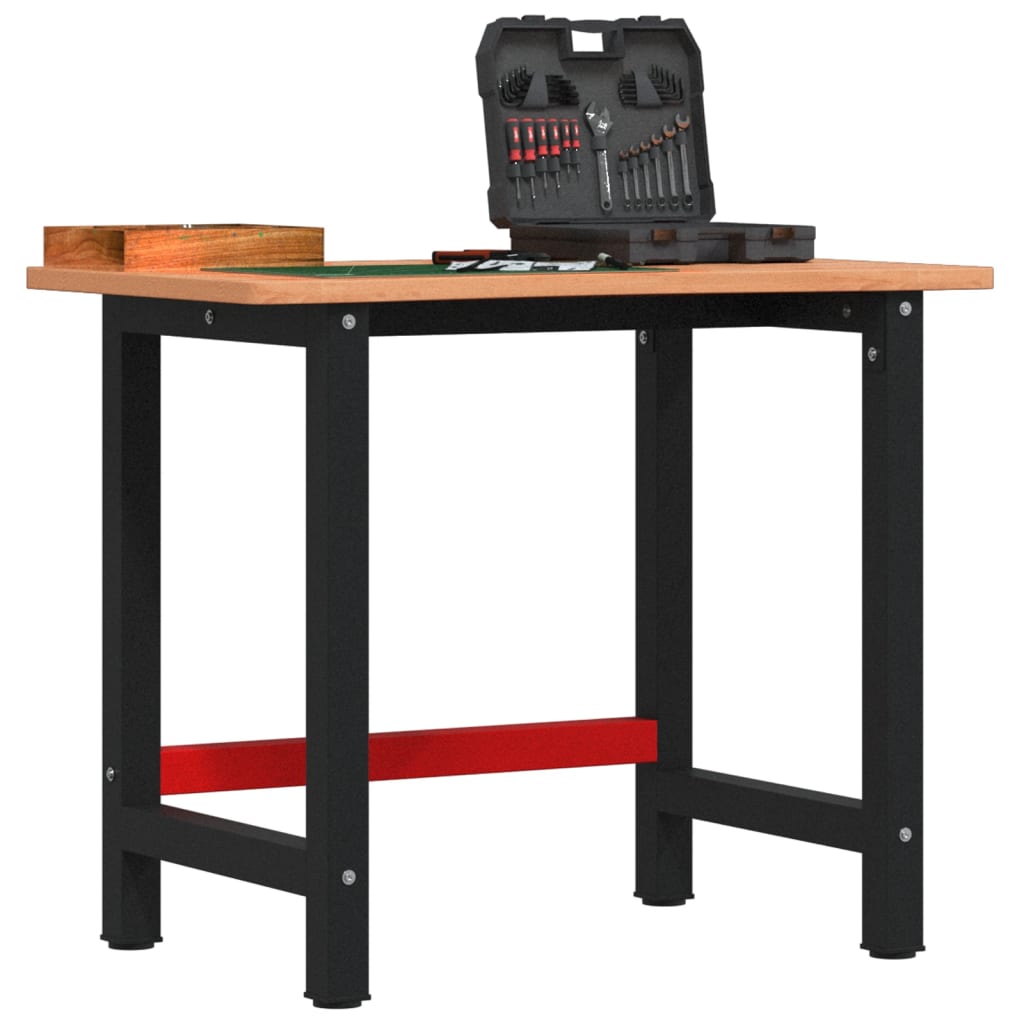 VidaXL établi 100x(55-60)x81,5 cm en bois de hêtre massif