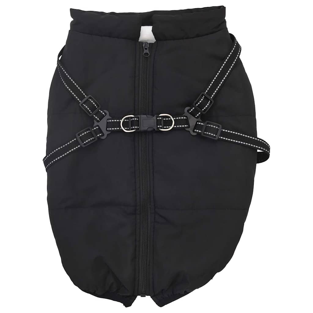 VidaXL manteau pour chien avec harnais imperméable réfléchissant noir l68