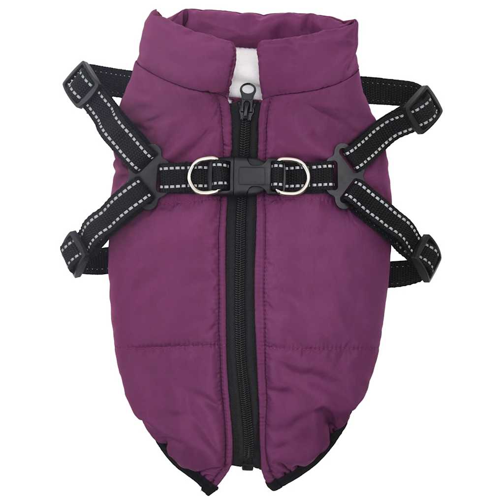 Vidaxxl manteau pour chien avec harnais imperméable réfléchissant violet l24