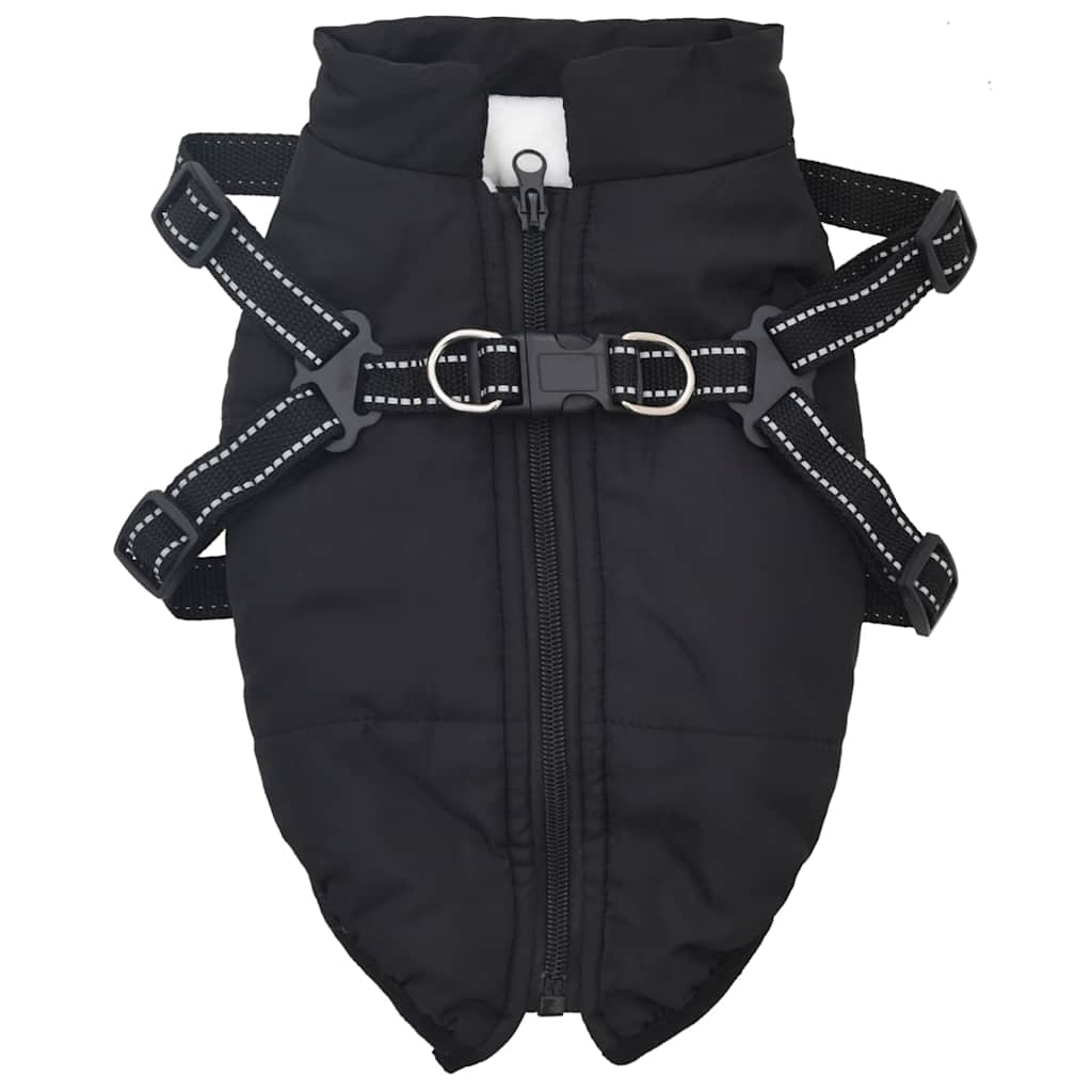 VidaXL manteau pour chien avec harnais imperméable réfléchissant noir l24