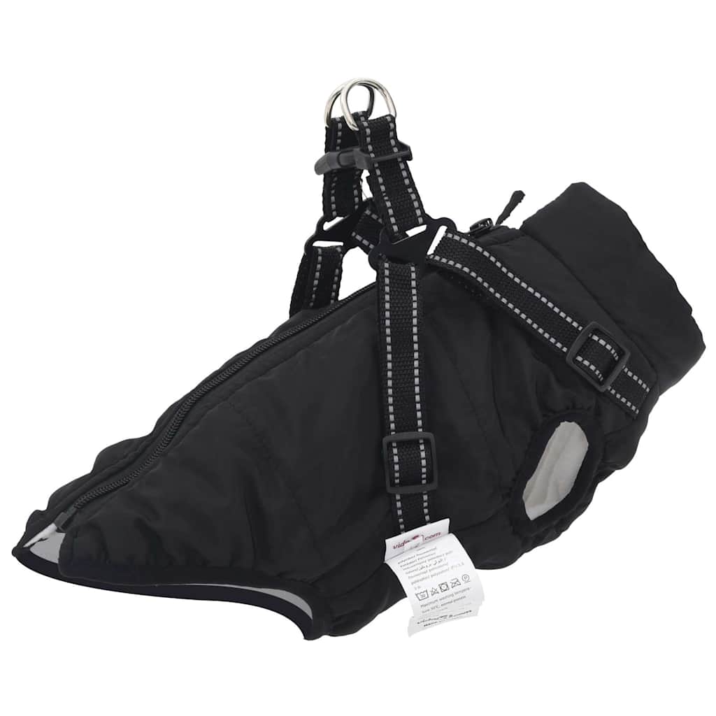 VidaXL manteau pour chien avec harnais imperméable réfléchissant noir l32