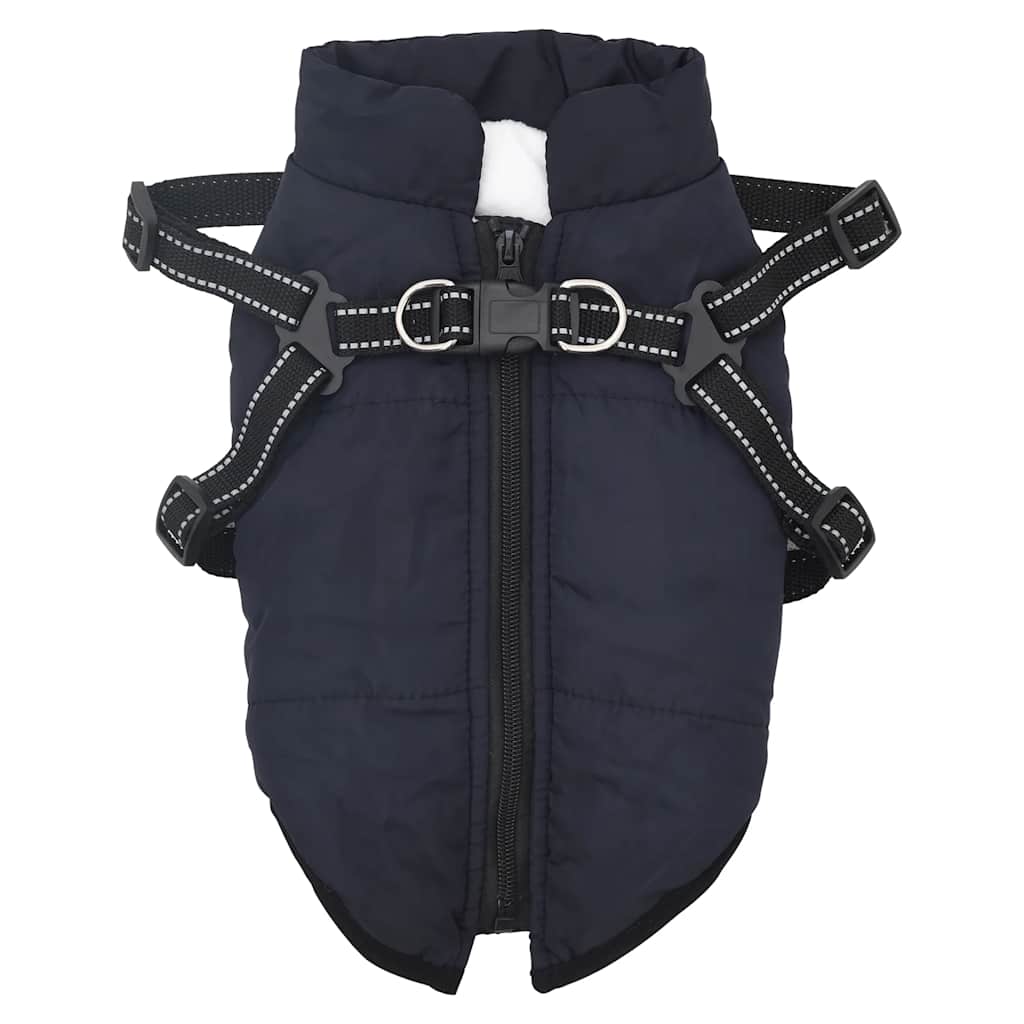 VidaXL manteau pour chien avec harnais imperméable réfléchissant bleu marine l32