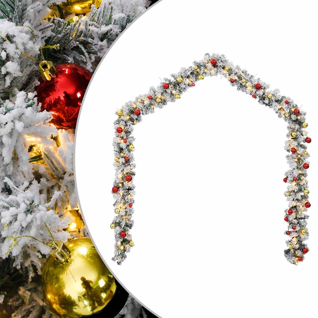VidaXL guirlande de Noël avec boules de Noël et lumières LED 10 m PVC vert