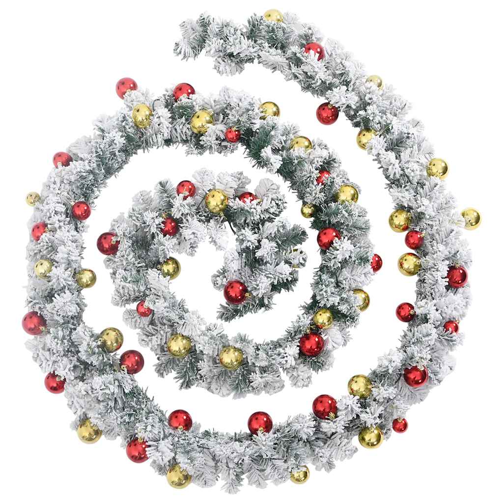 VidaXL guirlande de Noël avec boules de Noël et éclairage LED 20 m PVC vert