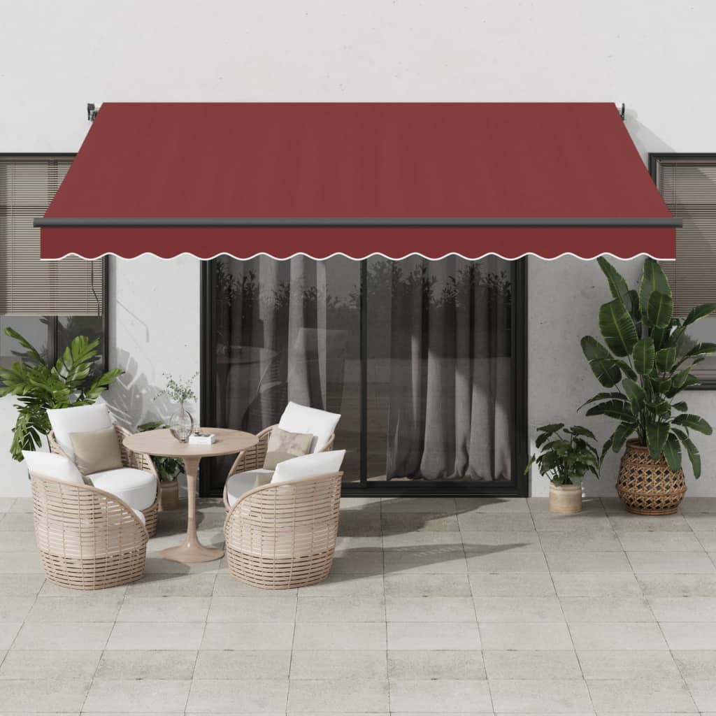 VidaXL Auvent extensible manuellement avec LED 400x300 cm rouge bordeaux