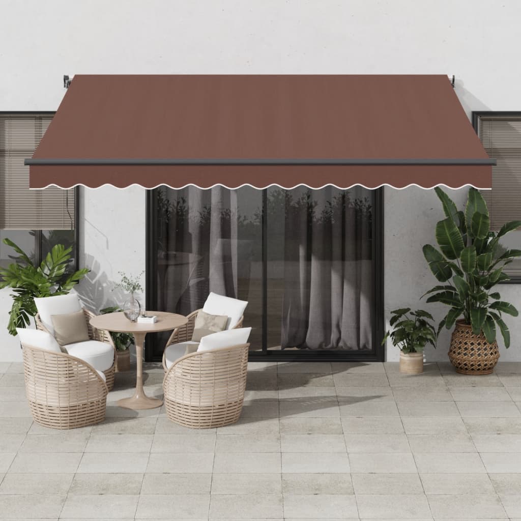 VidaXL Auvent extensible manuellement avec LED 400x300 cm marron