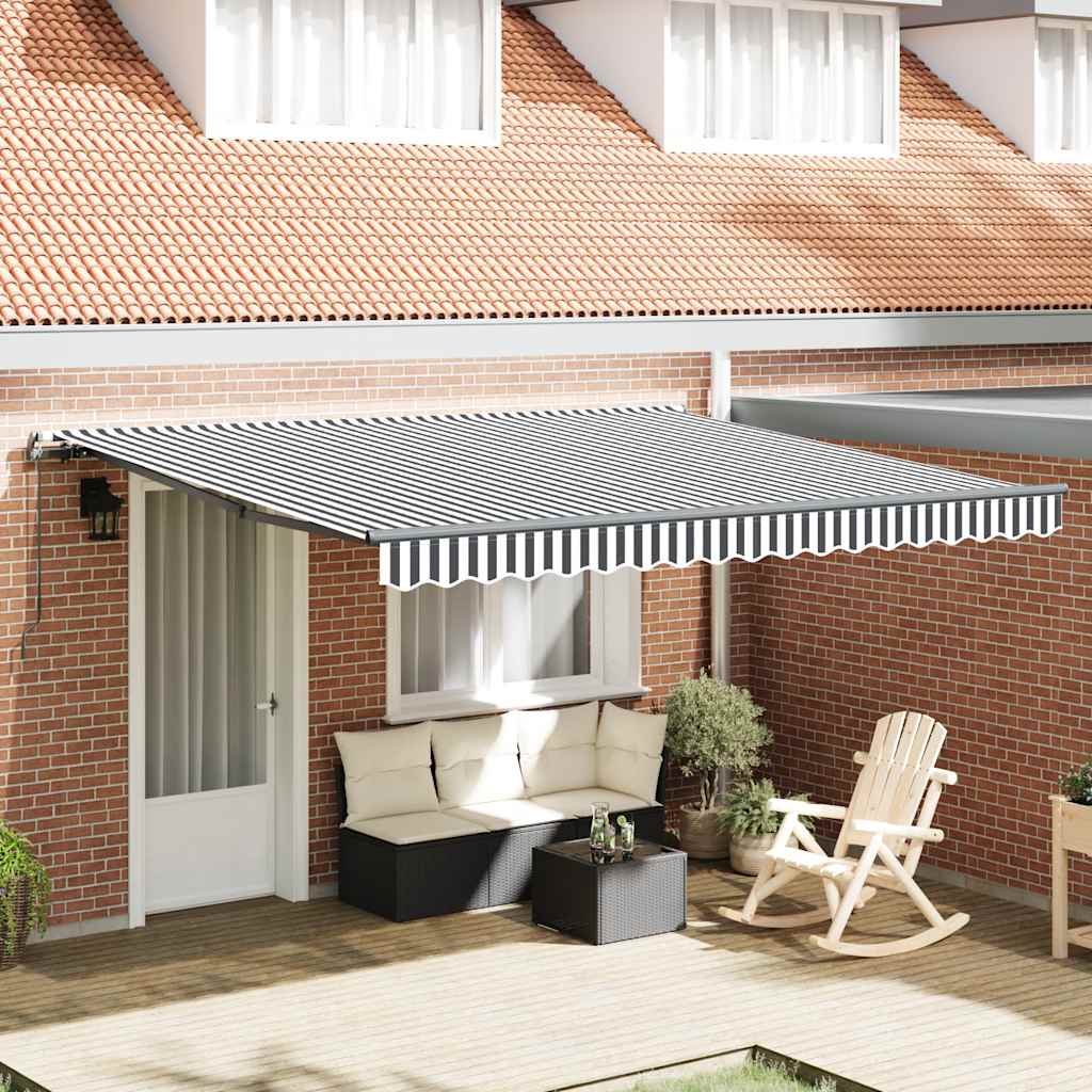 VidaXL Auvent extensible manuellement 400x300 cm anthracite et blanc