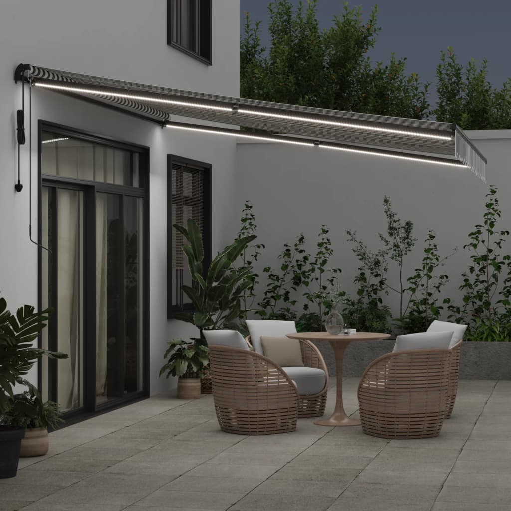 VidaXL Auvent à extension automatique LED 400x300 cm anthracite et blanc