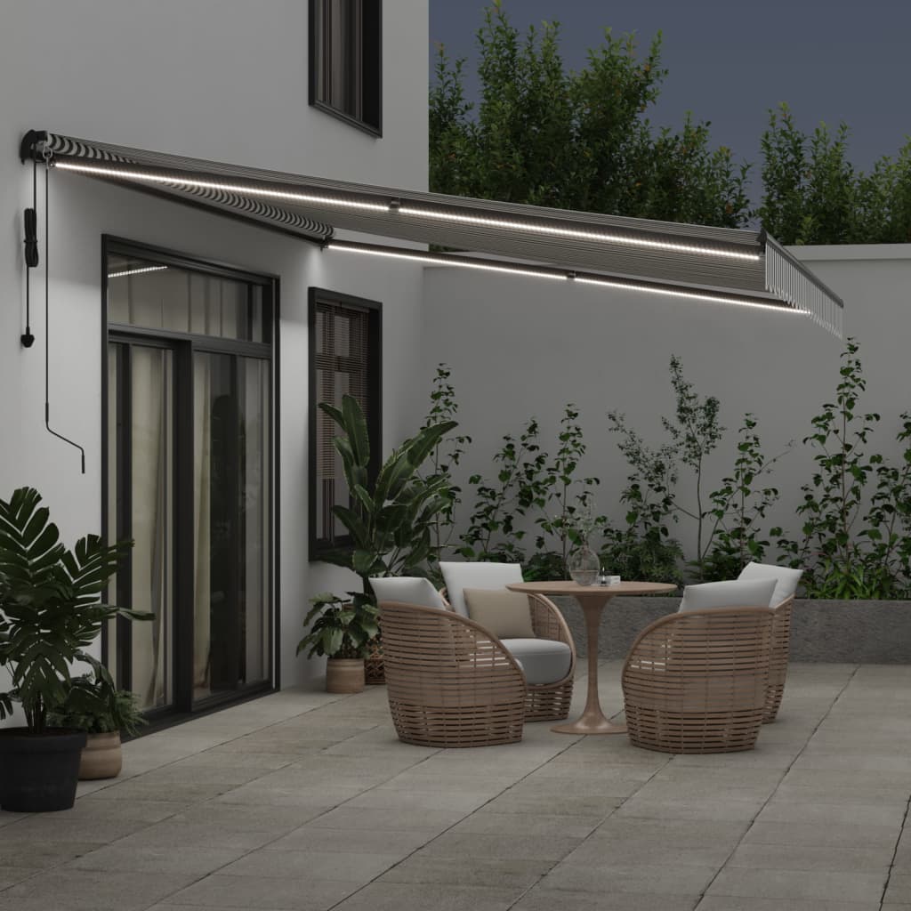 VidaXL Auvent à extension automatique LED 500x300 cm anthracite et blanc