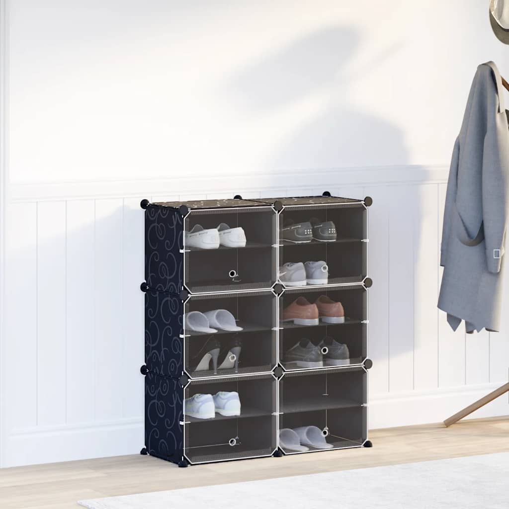 Meuble de rangement Vidaxl avec 6 compartiments et portes noires en polypropylène
