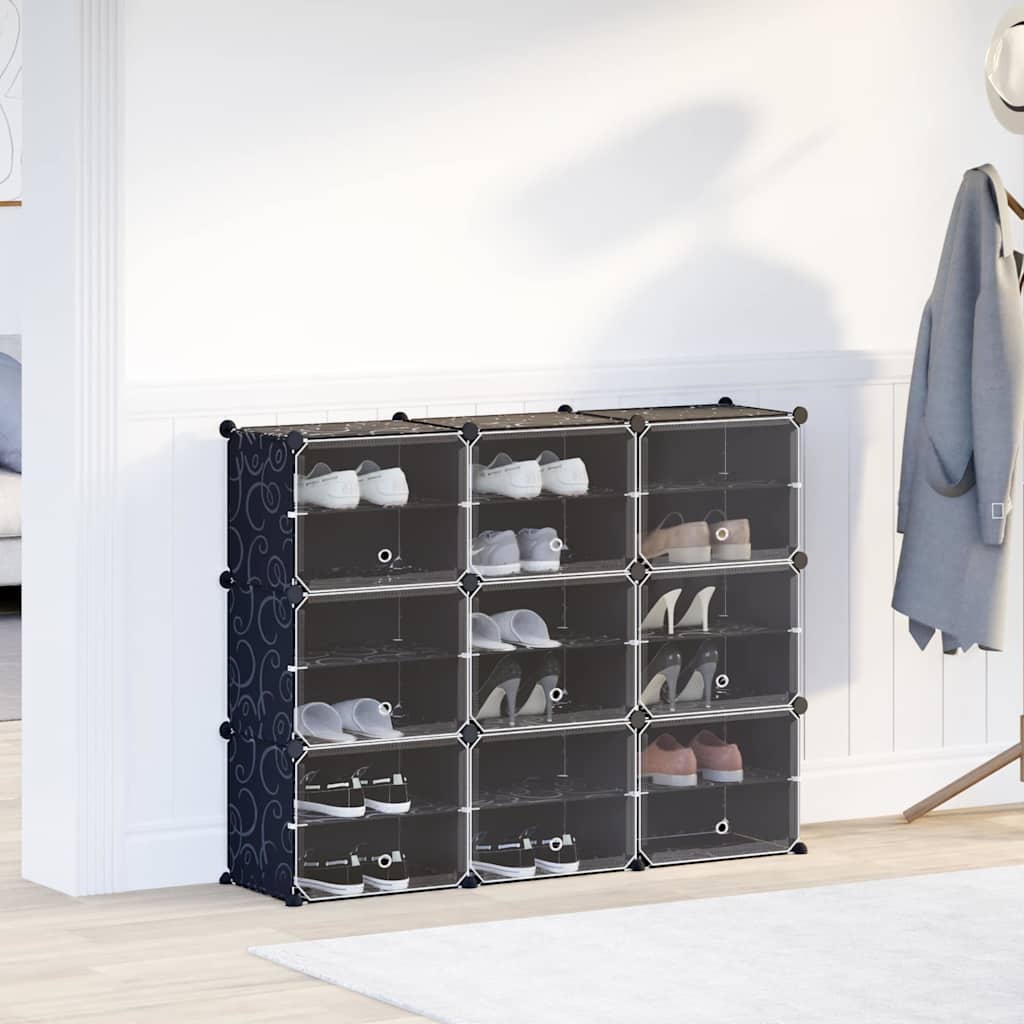 Meuble de rangement Vidaxl avec 9 compartiments et portes noires en polypropylène