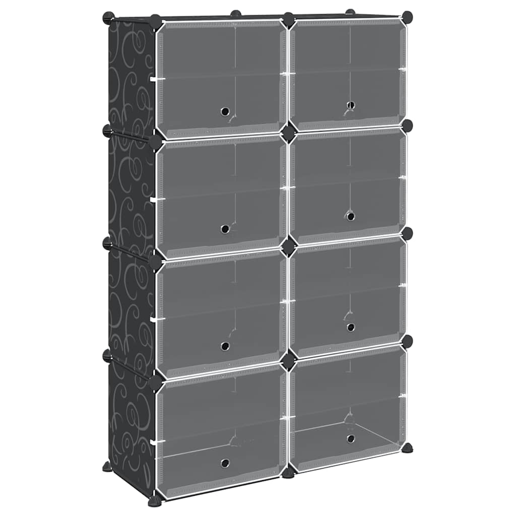 Meuble de rangement Vidaxl avec 8 compartiments et portes noires en polypropylène