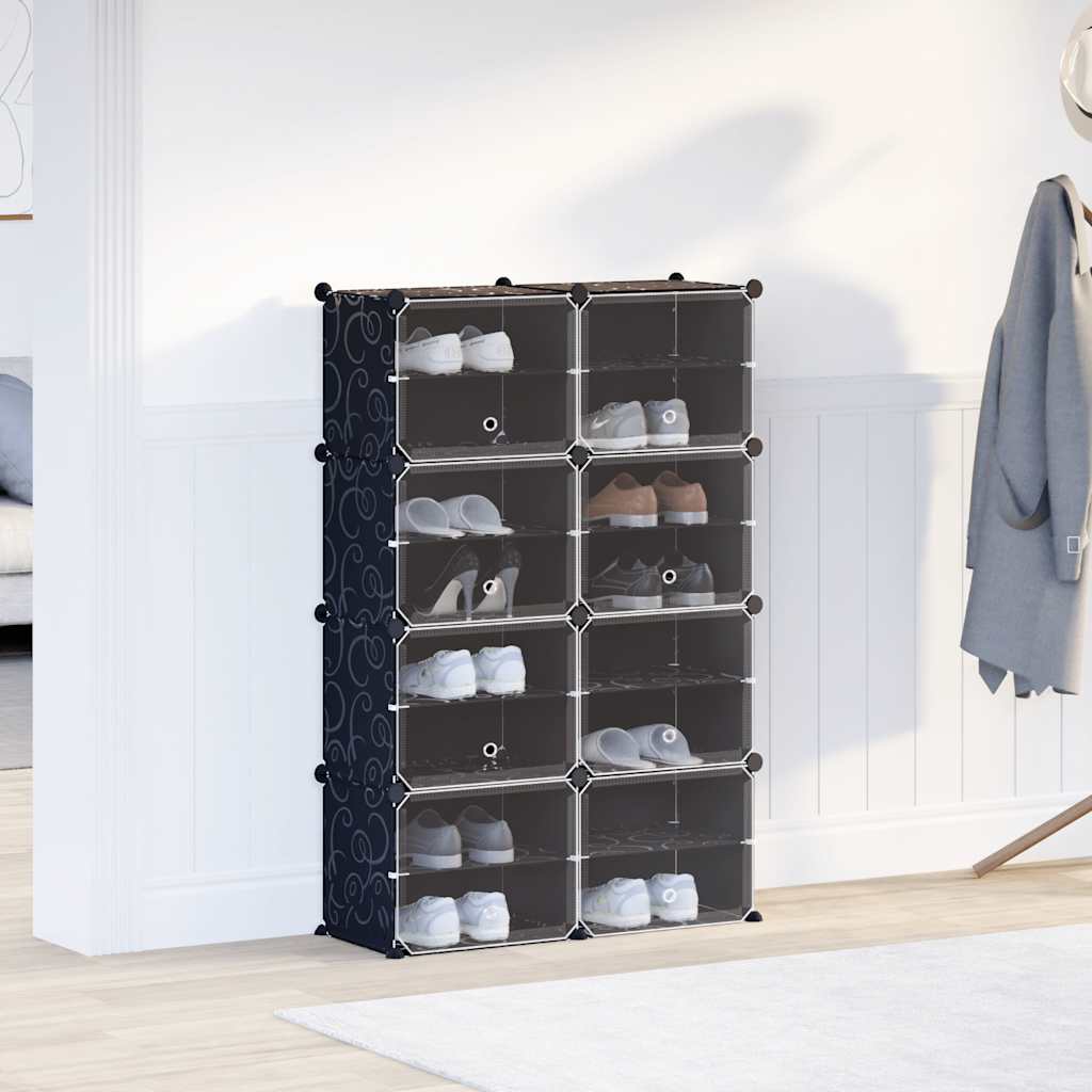 Meuble de rangement Vidaxl avec 8 compartiments et portes noires en polypropylène
