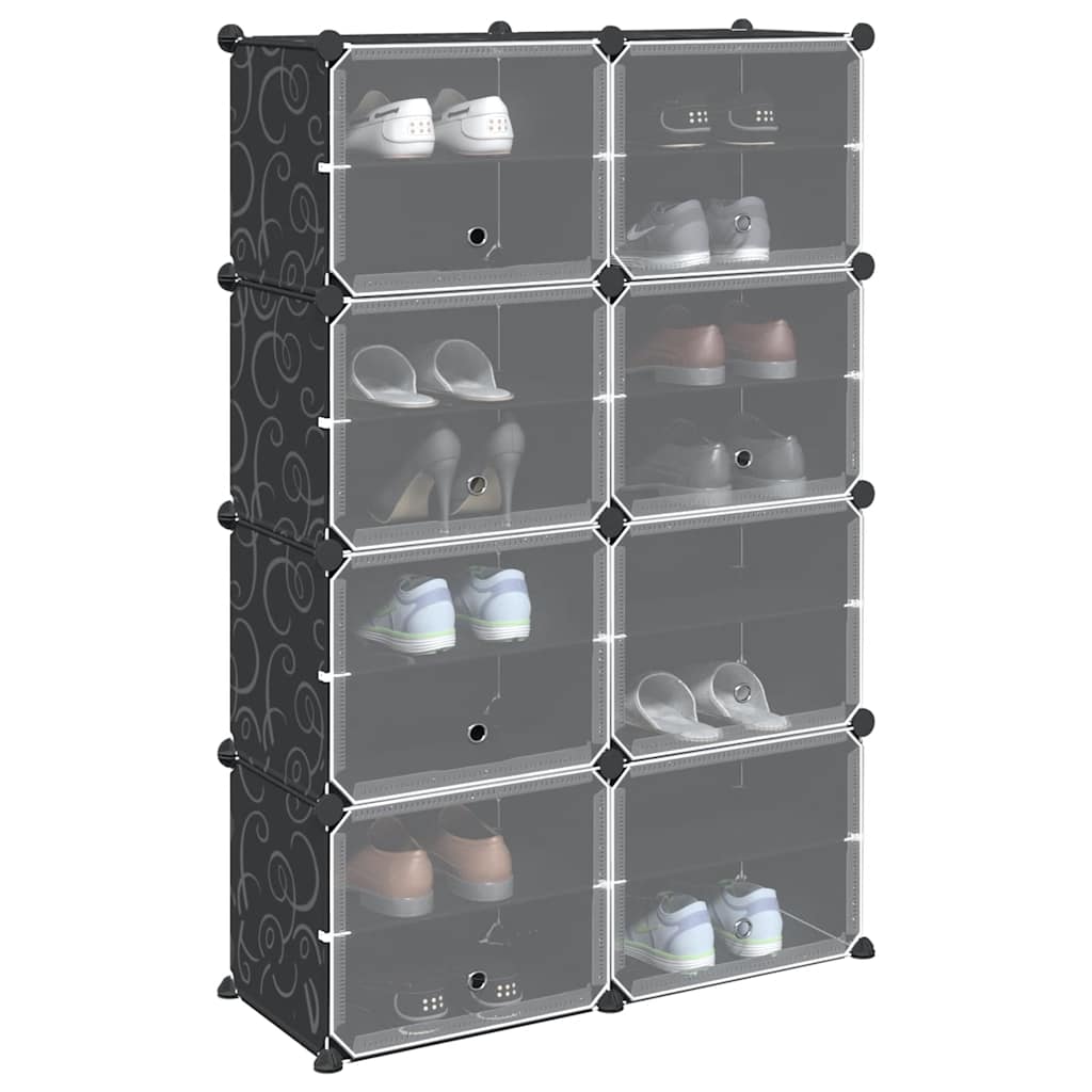 Meuble de rangement Vidaxl avec 8 compartiments et portes noires en polypropylène