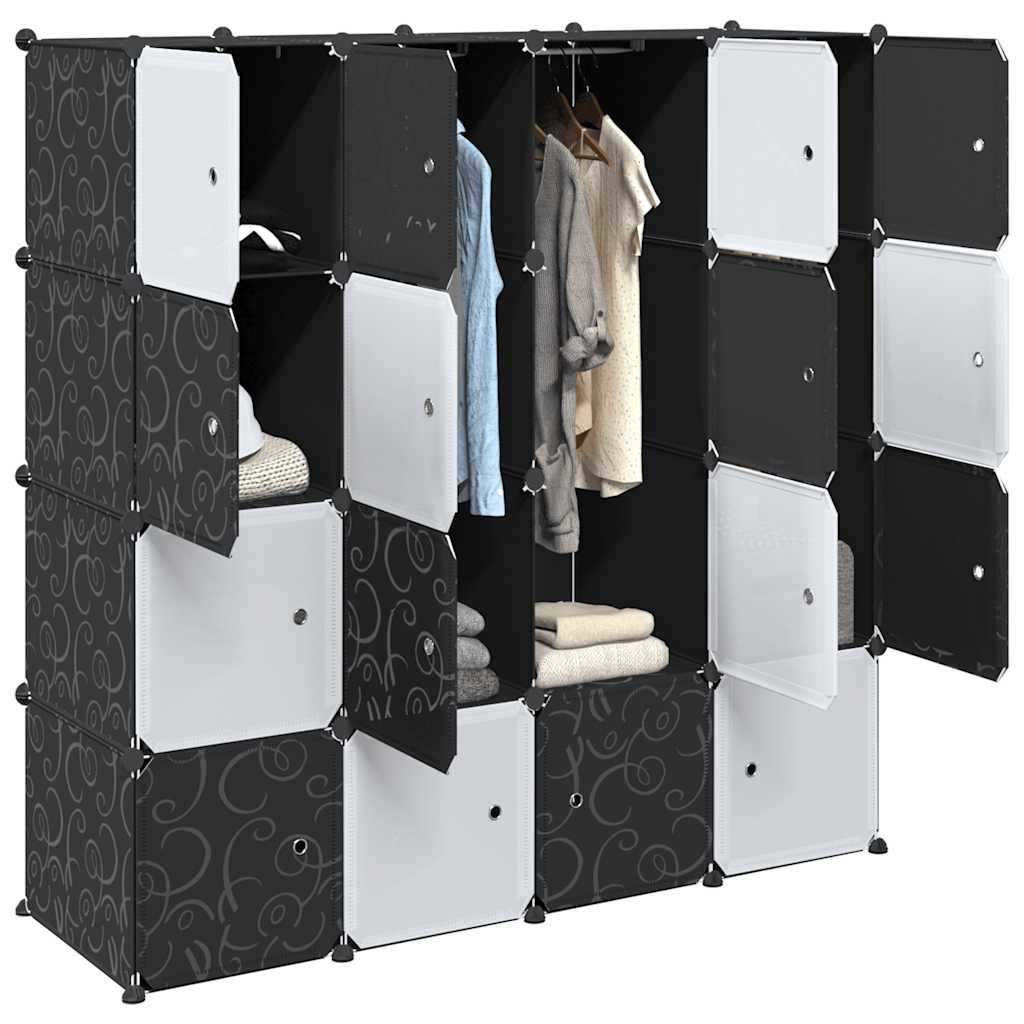 Meuble de rangement Vidaxl avec 16 compartiments et tringles de suspension en polypropylène