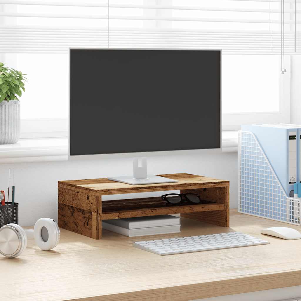 VidaXL Support pour moniteur 42x24x13 cm bois d'ingénierie, couleur bois ancien