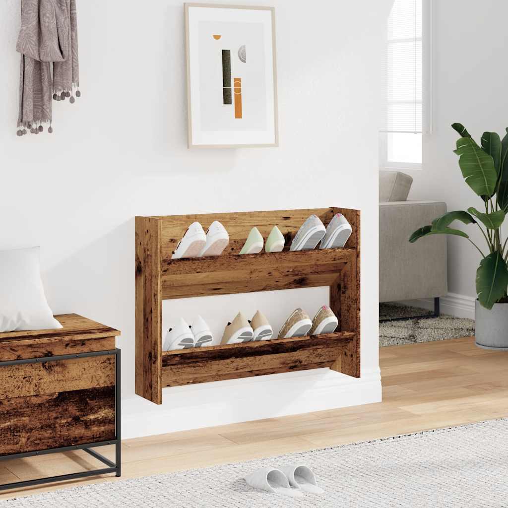 Vidaxx meuble à chaussures mural 80x18x60 cm bois fini, couleur bois ancien