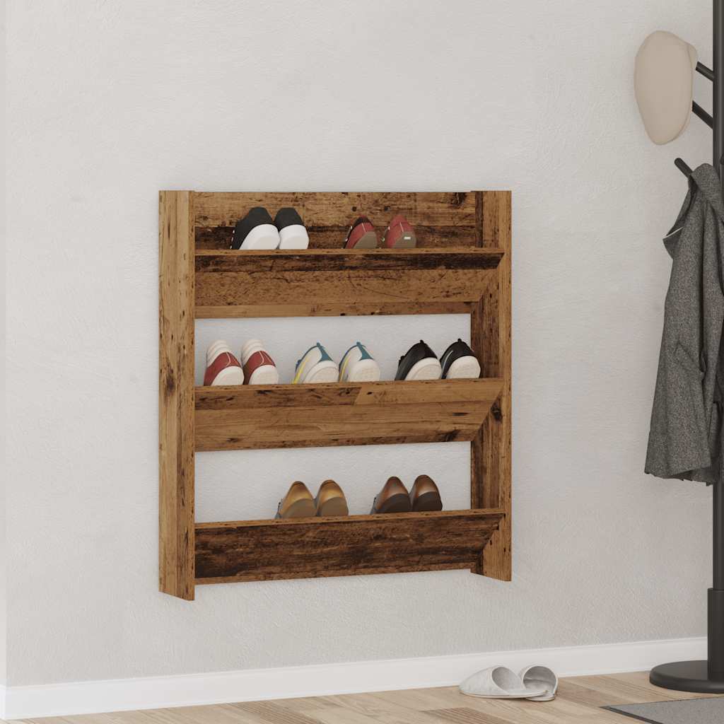 Vidaxx meuble à chaussures mural 80x18x90 cm bois fini, couleur bois ancien