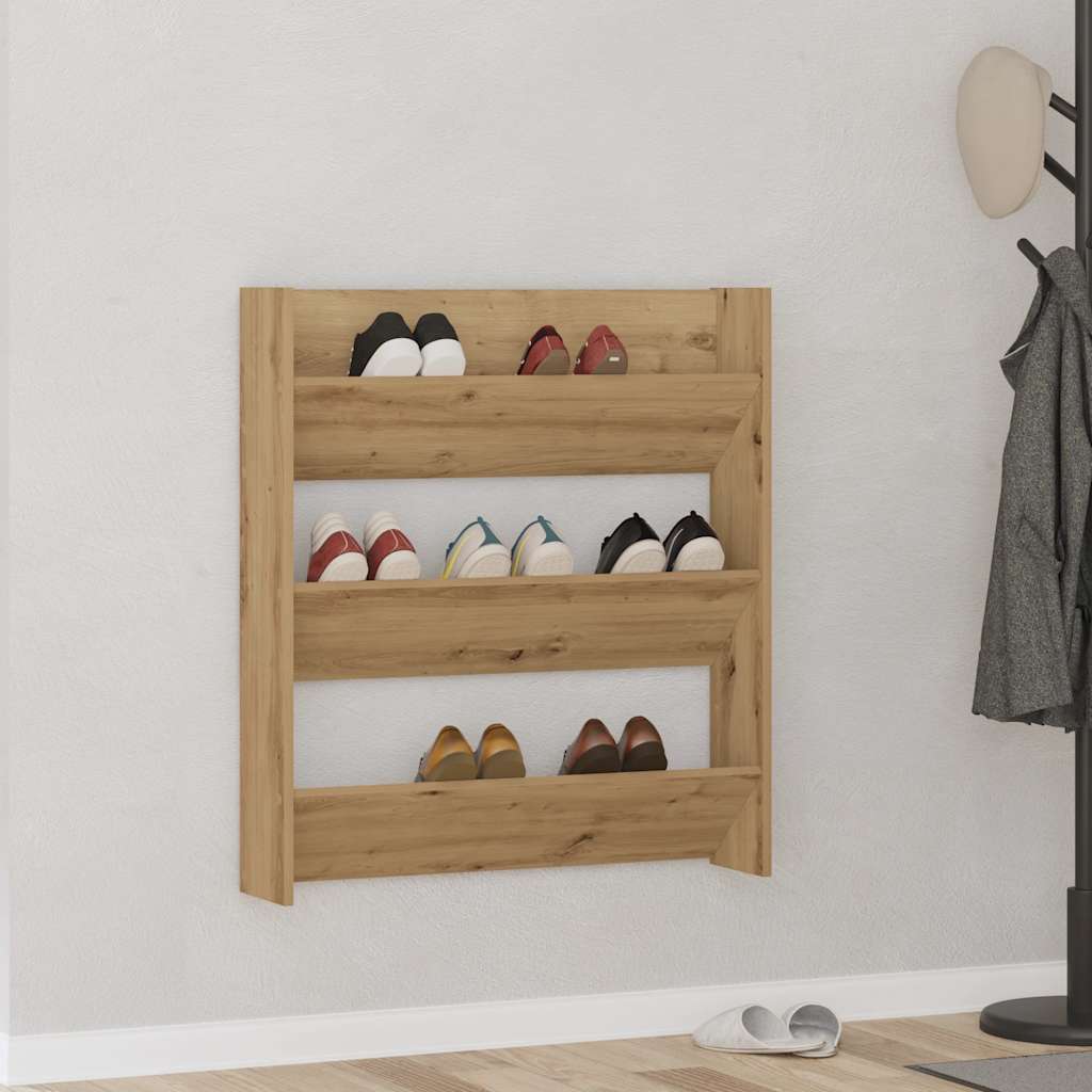 Vidaxx meuble à chaussures mural 80x18x90 cm en bois travaillé, coloris chêne artisanal