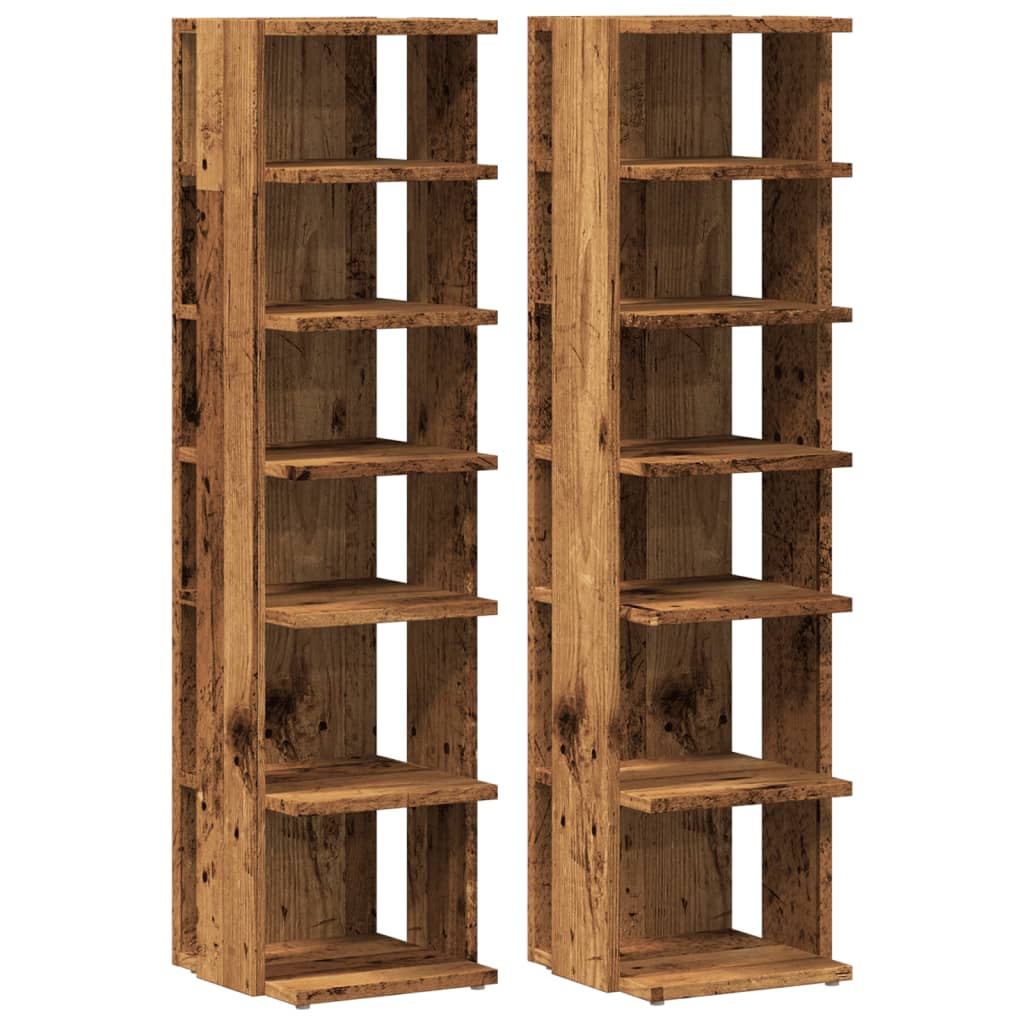 Vidaxx armoires à chaussures 2 pcs 28x27x102 cm bois traité, couleur bois ancien