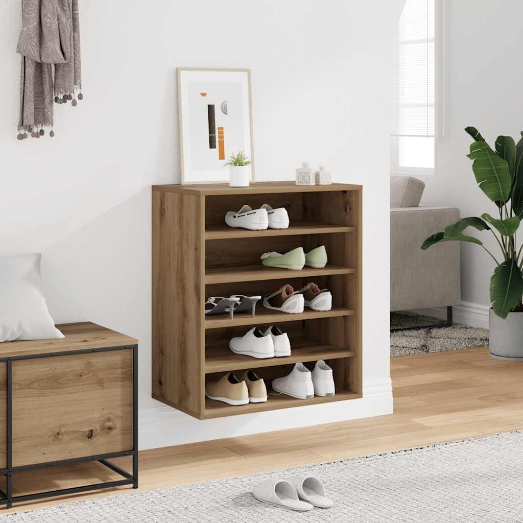 Vidaxx meuble à chaussures 60x35x70 cm en bois travaillé, coloris chêne artisanal