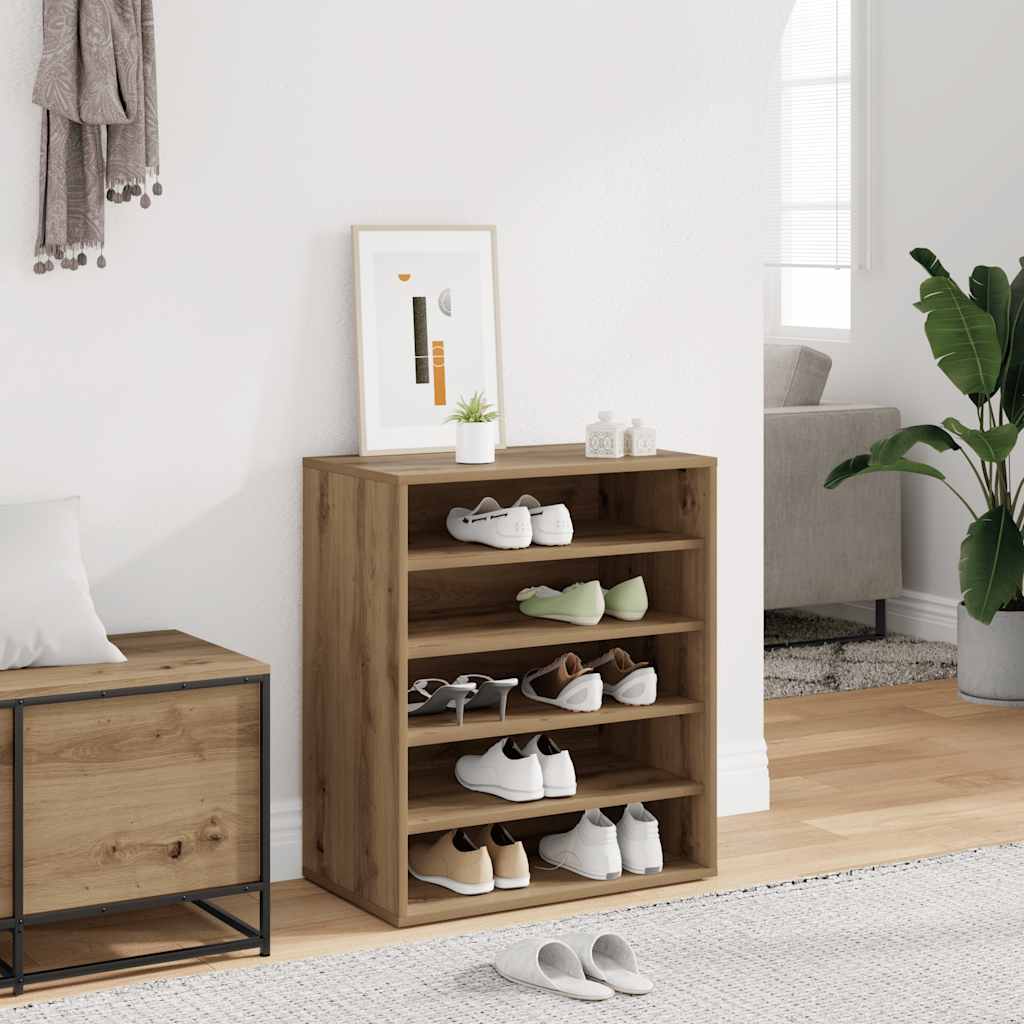 Vidaxx meuble à chaussures 60x35x70 cm en bois travaillé, coloris chêne artisanal