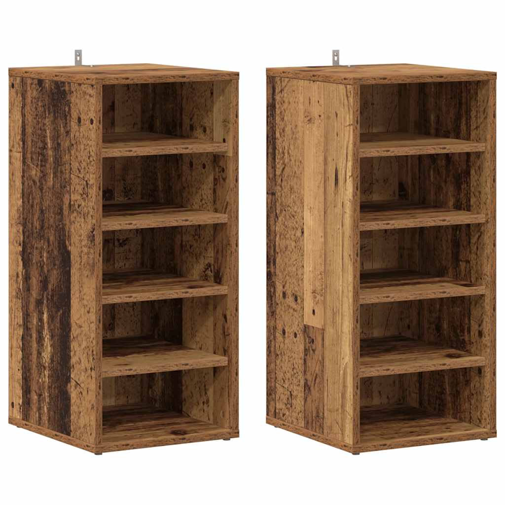 Vidaxx armoires à chaussures 2 pcs 32x35x70 cm bois traité, couleur bois ancien