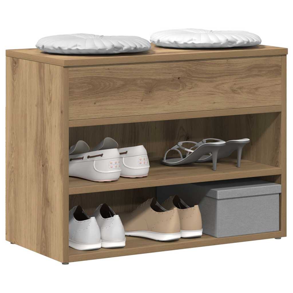 Banc à chaussures VidaXL 60x30x45 cm en bois travaillé, couleur chêne artisanal