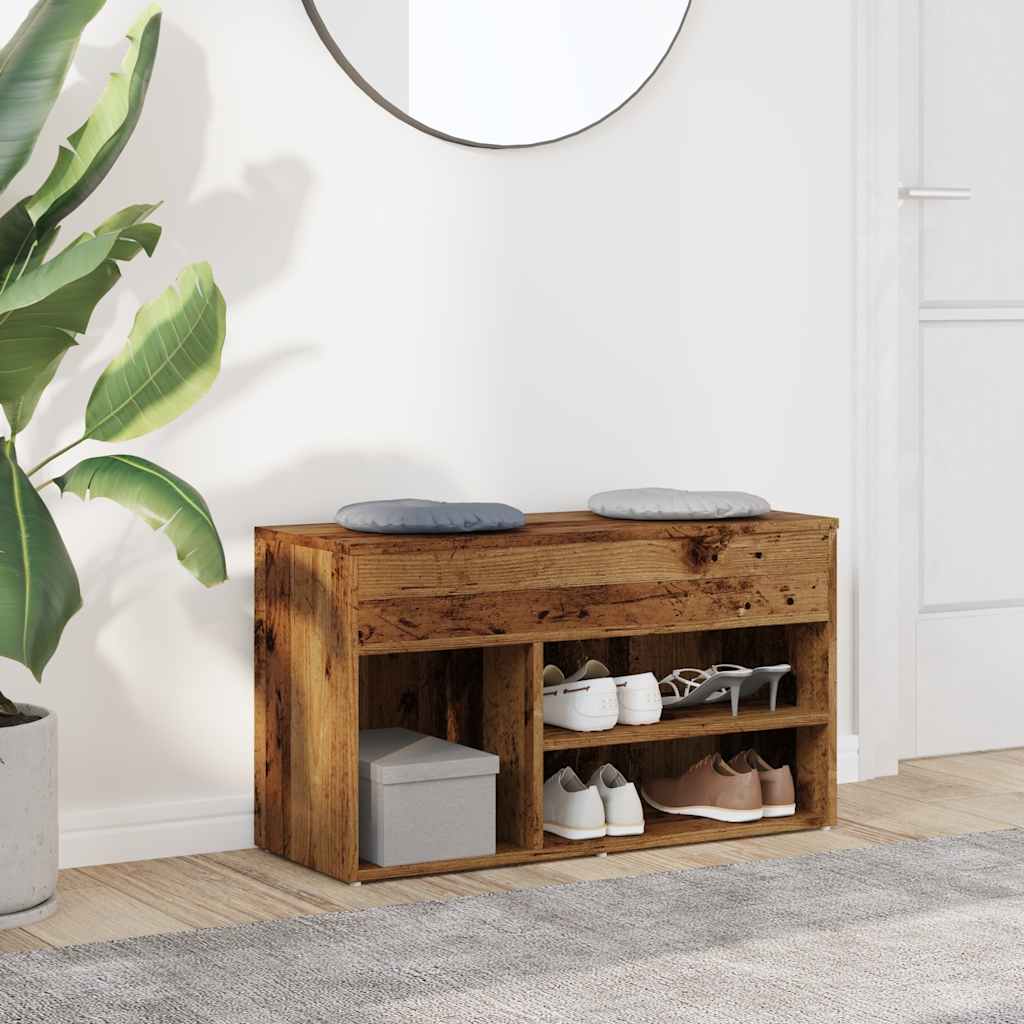 VidaXL banc à chaussures 80x30x45 cm bois travaillé, couleur bois ancien