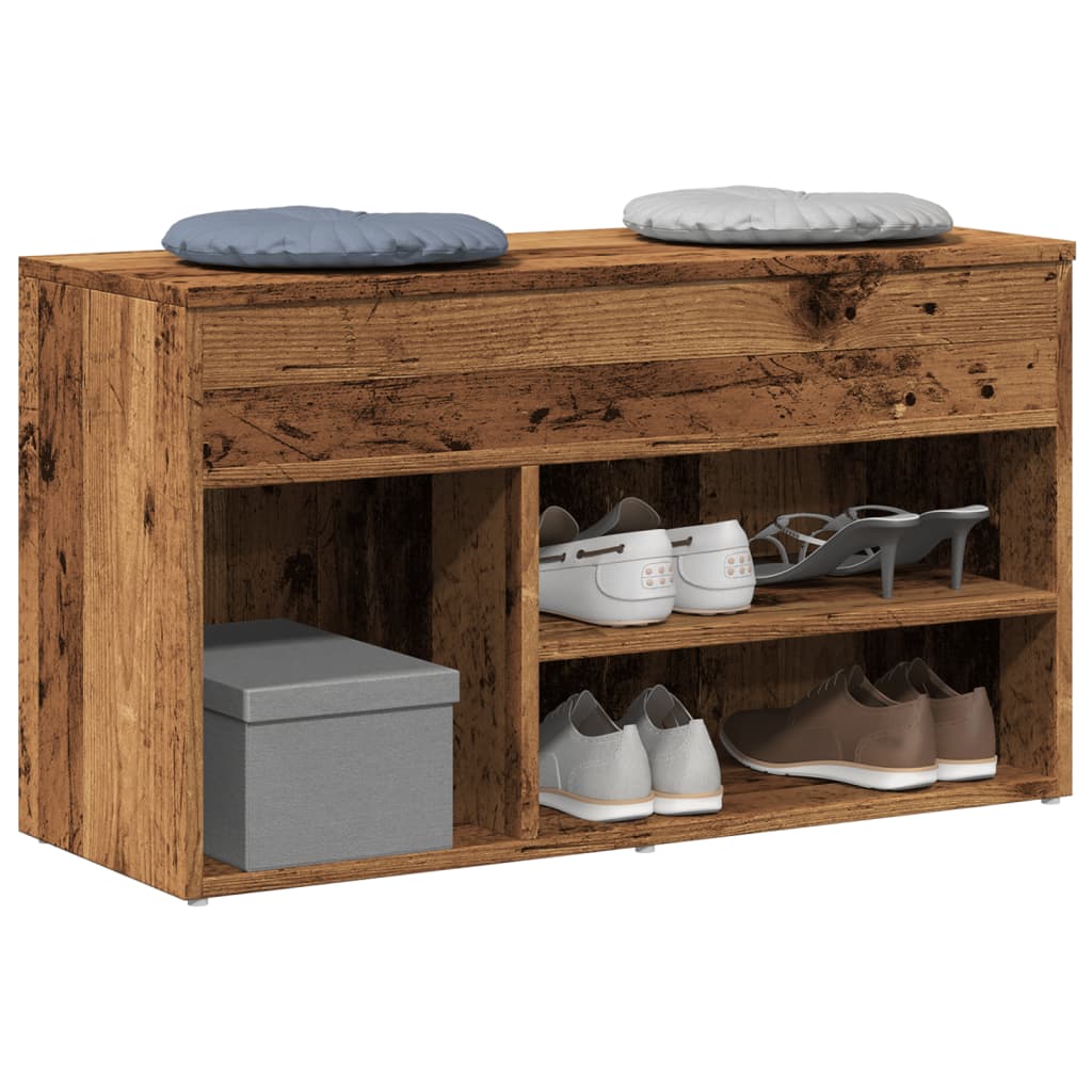 VidaXL banc à chaussures 80x30x45 cm bois travaillé, couleur bois ancien