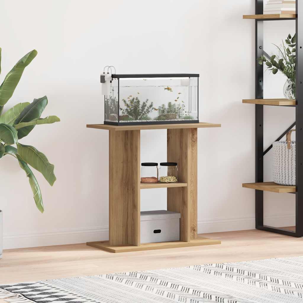 Support d'aquarium Vidaxx 60x30x60cm en bois ouvragé, coloris chêne artisanal