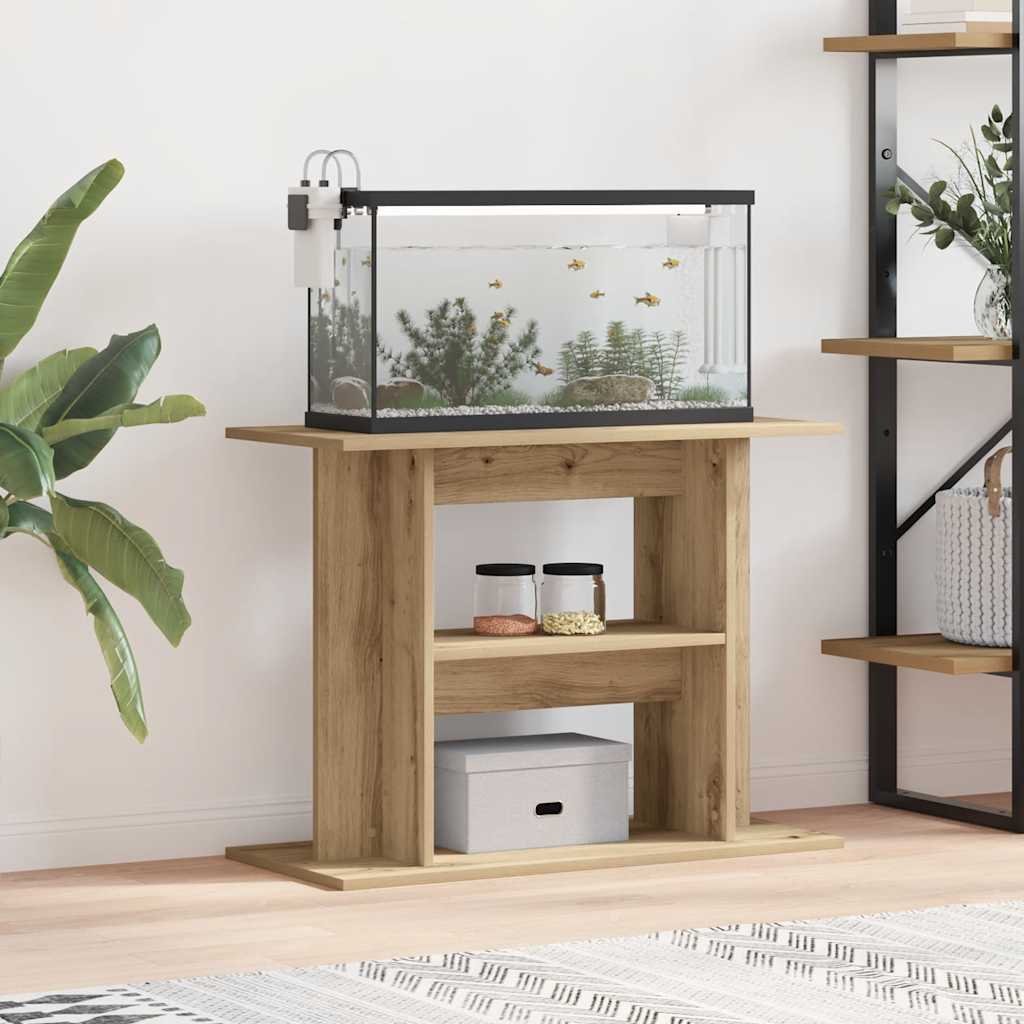 Support d'aquarium Vidaxx 80x35x60cm en bois ouvragé, coloris chêne artisanal