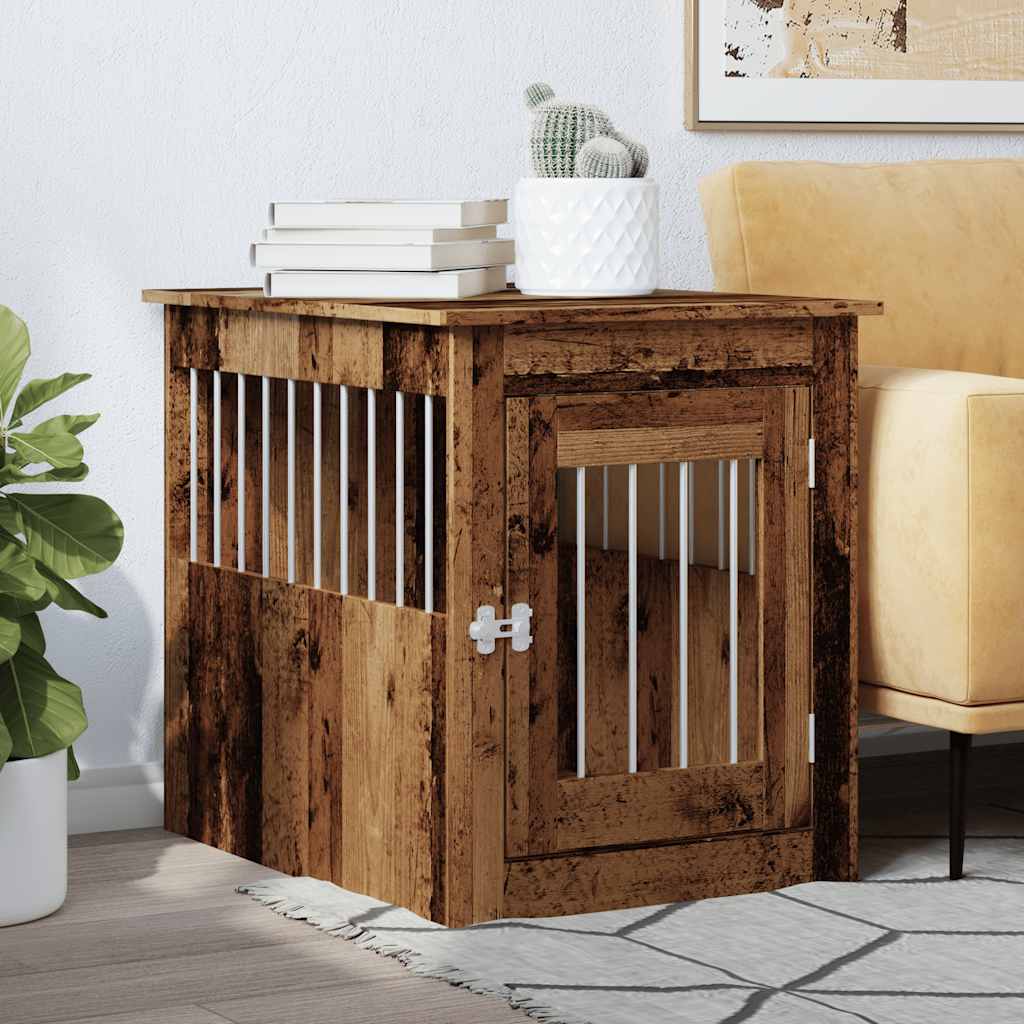 Vidaxxl cage pour chien 55x75x65 cm bois fini, couleur bois ancien