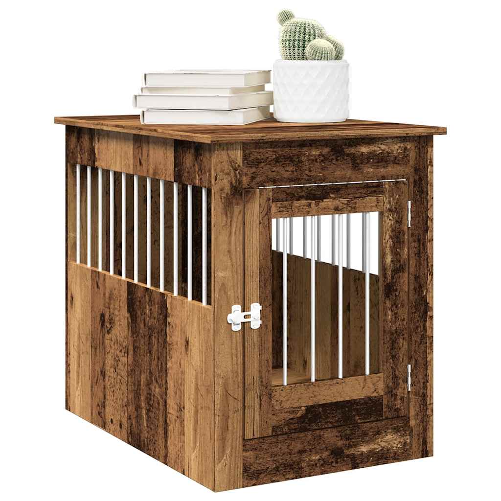Vidaxxl cage pour chien 55x80x68 cm bois artisanal, couleur bois ancien