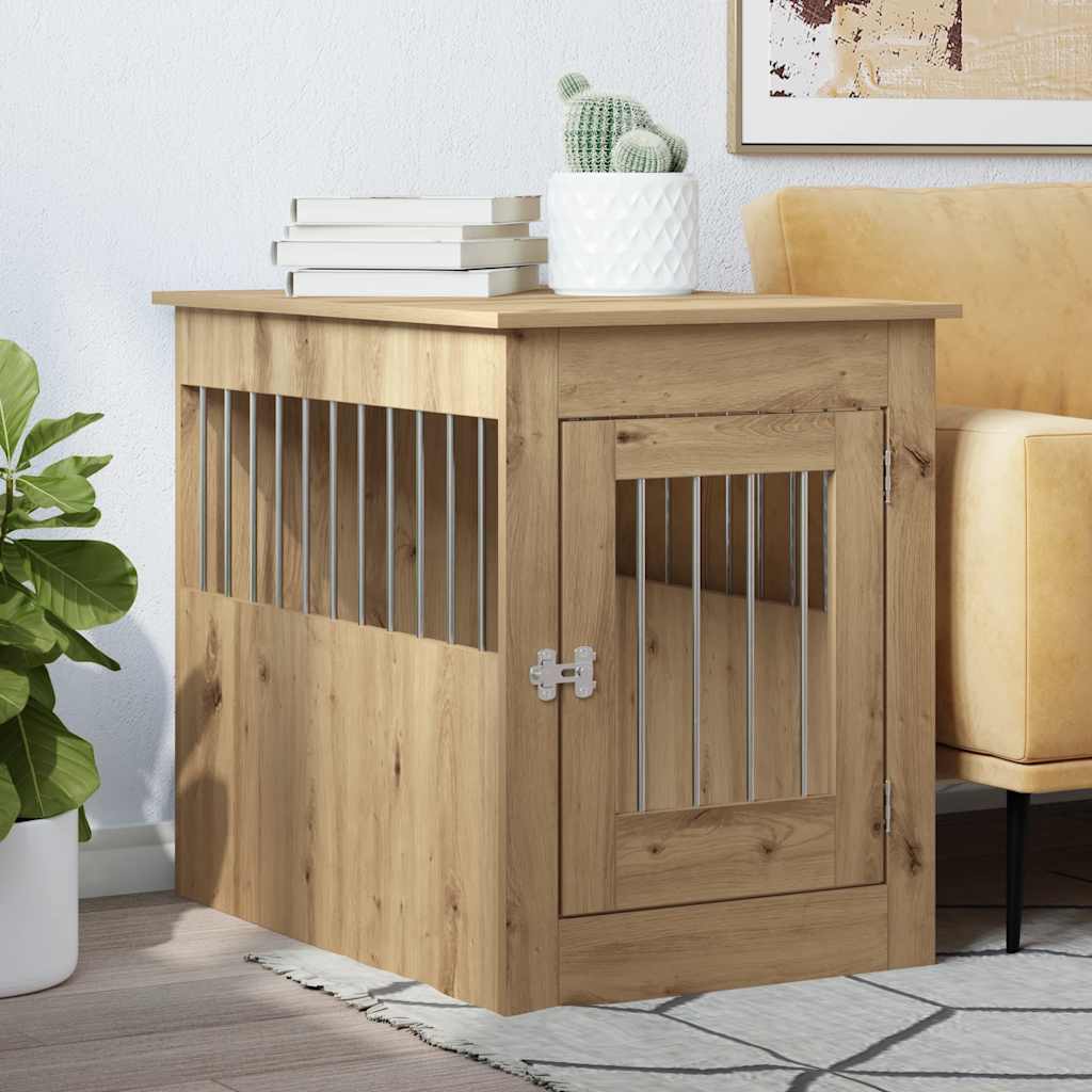 Vidaxxl cage pour chien 55x80x68 cm en bois travaillé, couleur chêne artisanal