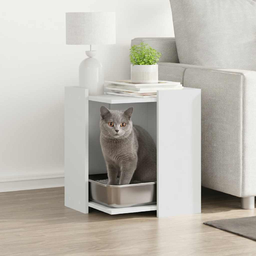 Vidaxxl litière pour chat 42x42x51 cm bois fini blanc