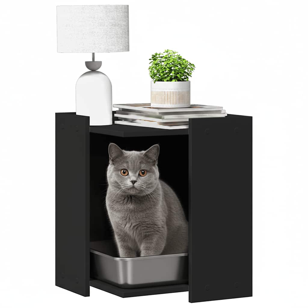 Vidaxx bac à litière pour chat 42x42x51 cm bois fini noir
