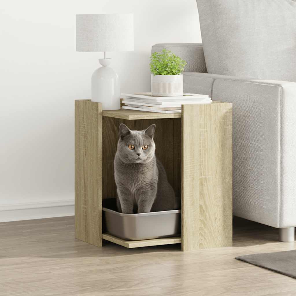 Vidaxxl bac à litière pour chat 42x42x51 cm bois fini chêne sonoma coloré