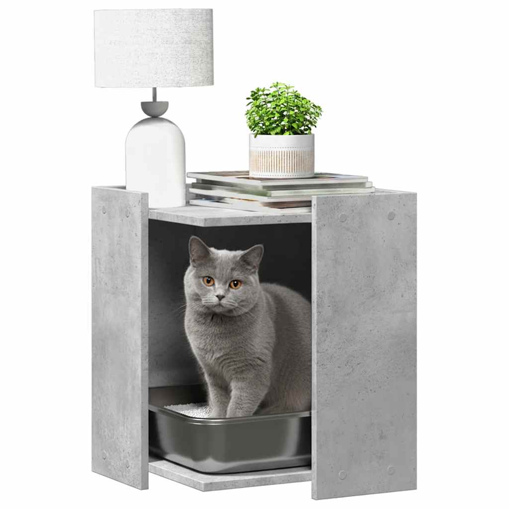 Vidaxxl litière pour chat 42x42x51 cm bois d'ingénierie béton gris