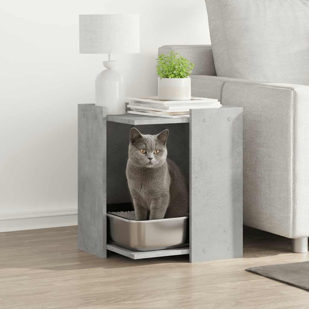 Vidaxxl litière pour chat 42x42x51 cm bois d'ingénierie béton gris