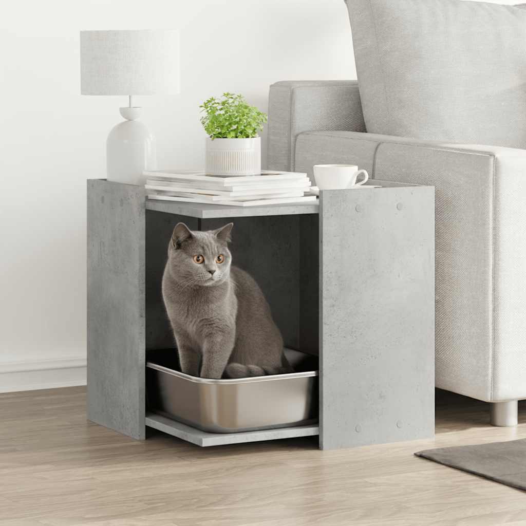 Vidaxxl litière pour chat 53x53x51 cm bois d'ingénierie béton gris